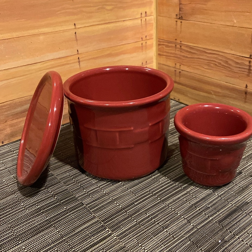 Red pottery candle holders